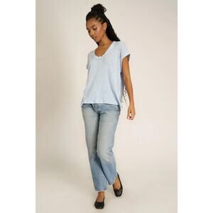 NWT Project Social T Shirt Top Too Deep Washed Scoop Neck Tee Blue Size Large